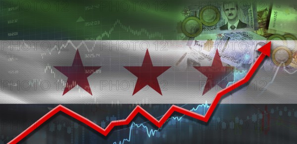 Syria financial growth on market graph. Syrian economic growth on financial graph