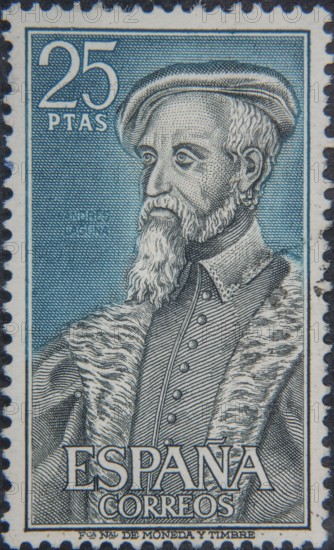 Andrés Laguna de Segovia (1499-1559) was a Spanish humanist physician, pharmacologist and botanist. Portrait on Spanish postage stamp