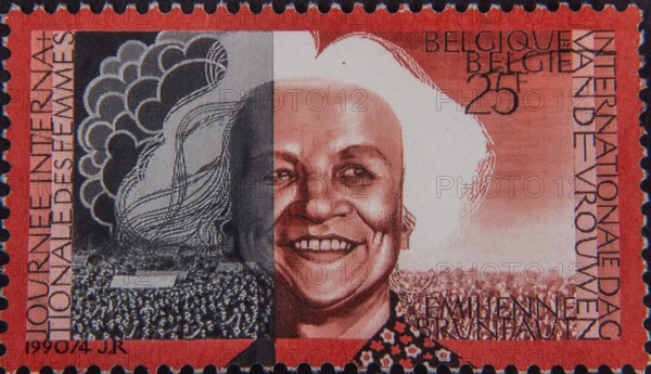 Emilienne Brunfaut (1908-1986) Belgian politician. Portrait on Belgian postage stamp