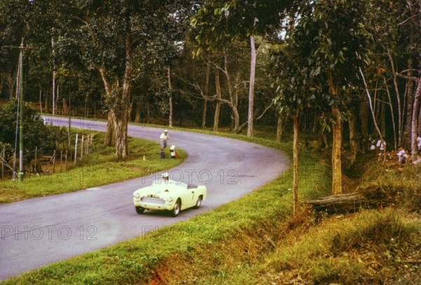 Austin-Healey Sprite car, motor racing event, Gap Hill Climb, Singapore Motor Club, Singapore, south east Asia c 1963