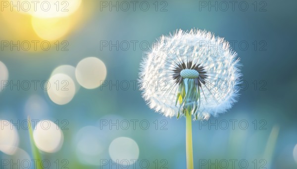 Beautiful Macro Image Of Dandelion In Artistic Nature Setting With Blurred Background Of Spring Summer Meadow Field. Relaxing Floral Closeup, AI generated