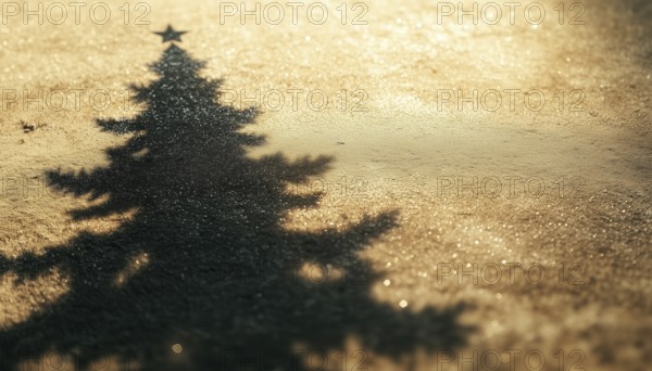 Christmas Tree Shadow: Stylish Decorative Element For Collages, Mockups, Posters, And New Year Greeting Cards With Creative Overlay Effect, AI generated