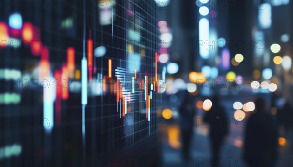 Candlestick Graph Depicting People, Stock Market Analysis, Forex Trading, Business Analytics, And Investment Strategies, AI generated
