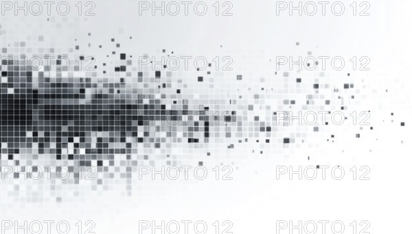 Abstract Geometric Composition Featuring Squares In Shades Of Grey On A White Background With Negative Space: Ideal Digital Business Backdrop, AI generated