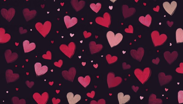 Romantic Hearts Pattern: Perfect For Valentine'S Day! Abstract Design With Scattered Hearts, Ideal For Wrapping, Fabric, And Wedding Decor, AI generated