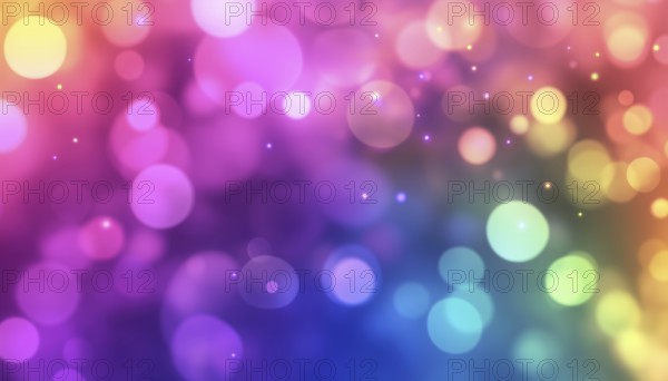 Stylish Sale Featuring Full Bokeh Effect And Abstract Blurred Rainbow Elements. Mockup Highlighted With Gradient Neon Overlay. Trendy Offer!, AI generated