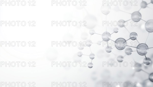 Integrating Circles: Abstract Molecules And Communication Technology For Global Social Media In Light Gray With Customizable Blank Space, AI generated