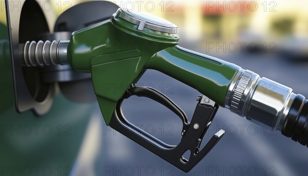 Green Gas Pump Spilling Fuel In A Fast Flow, Causing A Messy Situation At The Gas Station. Spillage In Action, AI generated