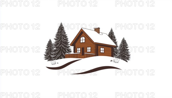 Rustic Winter Cabin Logo Template: Minimalist Badge Design For Cottage, Lodge, And Housing Emblem, AI generated