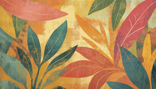 Abstract Plant Art: Botanical Wall Art With Floral And Foliage Elements, Perfect For Print, Cover, Wallpaper, And Natural Wall Decor, AI generated