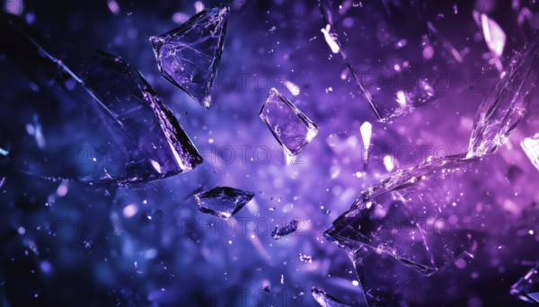 Abstract Background With Dark Purple And Blue Broken Glass Effect. Perfect For Night Party Posters Or Advertisements. Explosion And Destruction Theme, AI generated