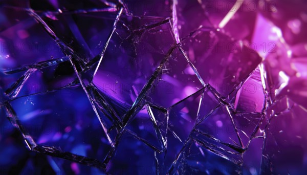 Abstract Background For Night Party Posters Or Advertisements Featuring Dark Purple And Blue Broken Glass With An Explosion And Destruction Cracked Surface, AI generated