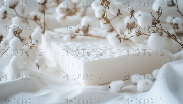 White Table With Bed Sponge And Spring Covered In Cotton- A Clean And Comfortable Display For A Variety Of Uses, AI generated