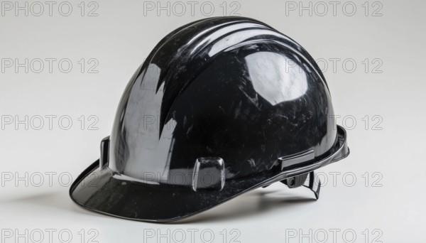 Black Construction Hard Hat: Durable Head Protection For Construction Work. This Hard Hat Is Designed For Safety And Comfort On Construction Sites. Protect Your Head With This Sturdy Helmet, AI generated