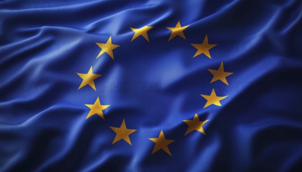 Symbol Of The European Union: Flag With Circular Stars Representing Eu. Iconic Logo Of The Eu Organization. Striking Emblem, AI generated