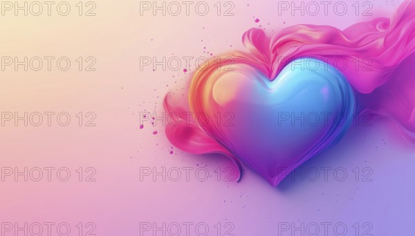 Trendy Gradient Heart Pastel Love Cover For Valentine'S Day: Romantic Symbol Poster To Decorate For Greeting Cards, Fashion, Commercial Use, And Invitations, AI generated