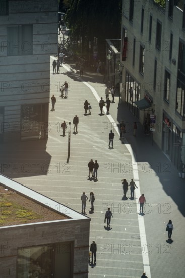 Pedestrian zone, bird's eye view, Heinrich-Brüning-Strasse, Münster, North Rhine-Westphalia, Germany