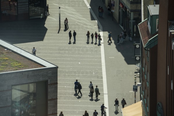 Pedestrian zone, bird's eye view, Heinrich-Brüning-Strasse, Münster, North Rhine-Westphalia, Germany