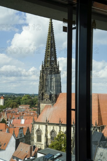 Aerial view, old town with Sankt Lamberti, St Lambert's Catholic Church, Münster, North Rhine-Westphalia, Germany