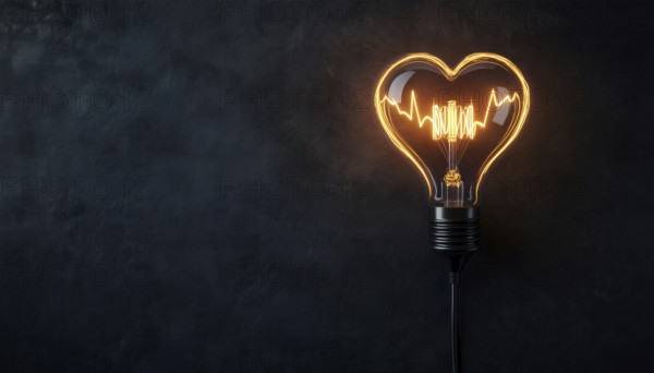 Heartbeat Form Of Electricity And Lighting: Wire Plug, Light Bulb, And Cord Shaped Like A Heartbeat Symbol. Plug, Bulb, And Cord Represent The Essence Of Electricity, AI generated