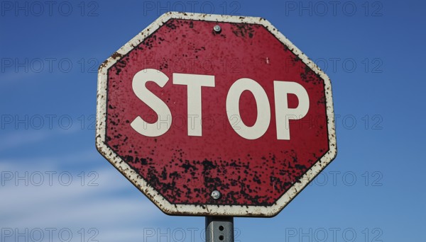 Continuous Prohibition Sign In Place Of Stop Sign For Ongoing Enforcement Of Rules And Regulations, AI generated