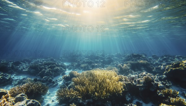 Exploring The Vibrant Underwater World Of The Maldives: Stunning Coral Reef, Crystal Clear Blue Water, And Thrilling Snorkeling Adventures Among Marine Wildlife, AI generated