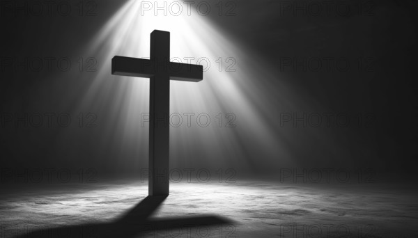Simple Gray Christian Cross On A Light Background: A Minimalist Representation Of The Christian Symbol In Neutral Tones, AI generated