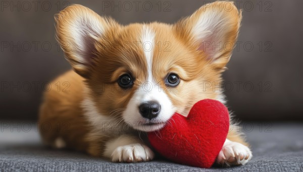 Adorable Valentine'S Day Dog With Tiny Heart Is The Perfect Gift For Your Valentine. Show Some Puppy Love! Perfect For The Holiday, AI generated