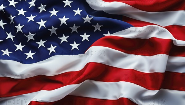 Detailed View Of The Rippled American Flag: A Close-Up Look At The Distinctive Texture And Patriotic Colors Of Old Glory, AI generated