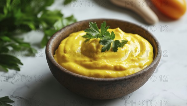 Delicious Mustard Sauce Served In A Bowl - A Tasty Condiment That Enhances The Flavor Of Your Favorite Dishes. A Must-Have!, AI generated