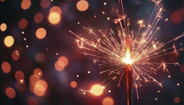 Vibrant Sparkling Fireworks For New Year Party And Christmas Celebration Poster. Festive Firework Display On Dark Bokeh Background With Space For Text, AI generated