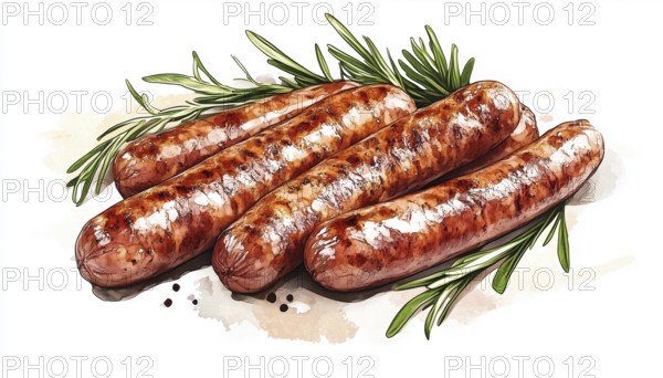 Hand Drawn Sausages: Freehand Food For Restaurant Menus And Food Packages. Creative Illustrations Of Sausages For Menus And Packaging, AI generated