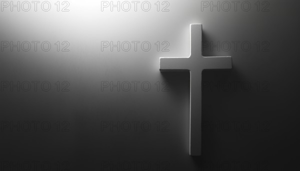 Simple Gray Christian Cross On A Light Background: Elegant And Minimalistic Religious Symbol Perfect For Faith-Based Designs And Decor, AI generated
