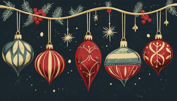 Vintage Christmas Baubles For Making Festive Greeting Cards And Invitations: Nostalgic Ornaments To Add Charm And Style To Your Holiday Projects, AI generated