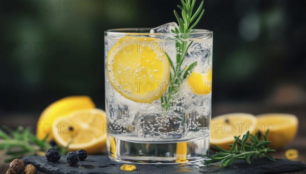 Illustrated Gin And Tonic Cocktail. Hand-Drawn Illustration Of A Classic Mixed Drink. Artistic Portrayal Of A Refreshing And Elegant Cocktail, AI generated
