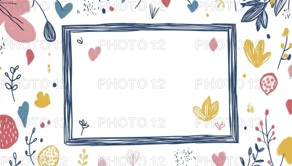 Funny Element For Kids Kindergarten School: Doodle Paint Quote Poster Frame In A Variety Of Full Rectangle Boxes, AI generated