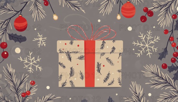 Festive Christmas Patterns: Craft Paper Gifts With Natural Decorations, Garland Lights, Berries, And Branches. Ideal For Wrapping, Cards, And Posters, AI generated
