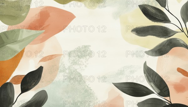 Boho Foliage Art: Abstract Plant Art For Print, Cover, And Wallpaper With Botanical Wall Art And Natural Wall Art Elements, AI generated