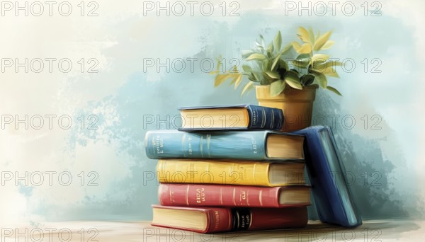 Celebrate World Book Day On April 23 With A Variety Of Materials: Posters, Flyers, Greeting Cards, And Invitations Featuring A Stack Of Books. Enjoy Happy Book Day Festivities!, AI generated