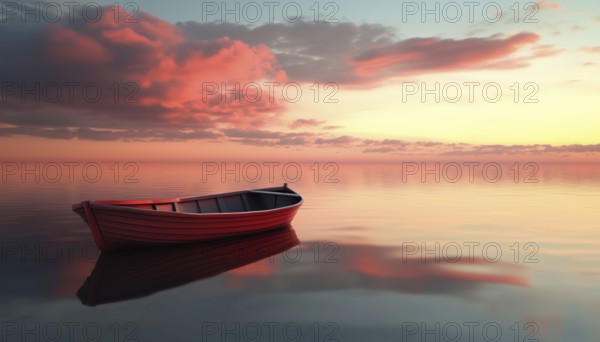 Solitary Vessel Sailing Towards Everlasting Happiness - The Journey Of A Lone Boat Seeking Eternal Peace And Contentment, AI generated