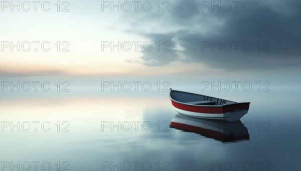 Boat Of Solitude Sailing Towards Endless Happiness: A Lonely Vessel'S Journey Towards Eternal Bliss, AI generated