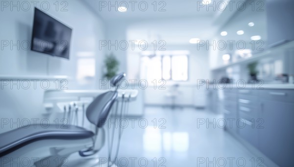 Blurred Interior Of Contemporary Dental Clinic: A Defocused View Of A Modern Dental Office Setting With Clean And Sleek Design Elements, AI generated