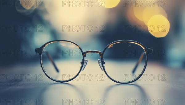 Close-Up Of Progressive Lens Eyeglasses On Table For Elderly Individuals, Enhancing Vision Clarity And Comfort While Looking Through Glasses, AI generated