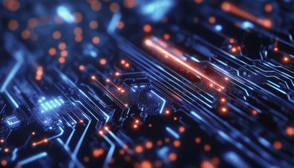 Abstract Modern Futuristic Circuit Board Design For Engineering And Technology. Ideal For Web Templates Or Brochure Showcasing Futuristic Digital Science Technology, AI generated