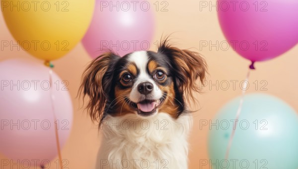 Celebratory Pet Birthday Card With Adorable Dog And Balloon Design. Show Your Dear Dog Some Love On Their Special Day, AI generated