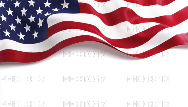 Digital Image Of United States Flag Waving With Copy Space Above. Symbol Of American Pride, Democracy, Politics, Celebration, And Communication, AI generated