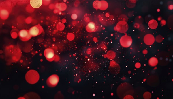 Elegant Red Glitter Blur On Black Background: Perfect Card For Valentine'S Day, Christmas, And Weddings With Love Bokeh Sparkle, AI generated