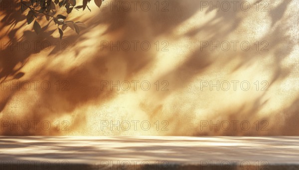 Autumn Abstract Brown Theme For Product Showcase With Sunlight And Blurry Wall Shadows.Capture The Essence Of Fall, AI generated