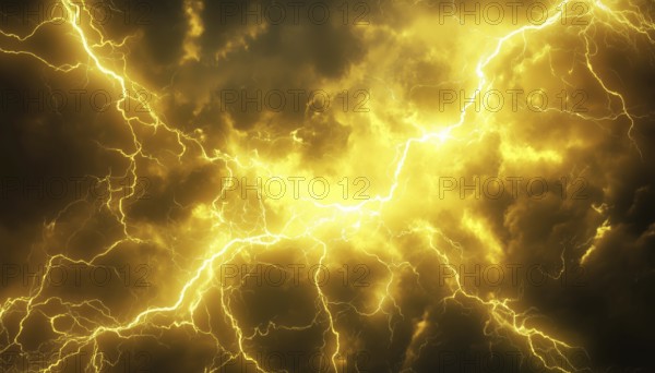 Classic Anime Lightning Effect In A Bold Yellow Hue, Formatted In A 16:9 Ratio For A Dynamic And Thrilling Visual Experience, AI generated