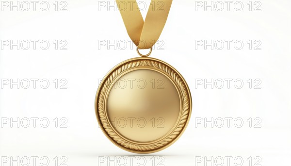 Premium Quality Assurance: Shiny Gold Medal Seal Of Satisfaction On White Background With 100% Guarantee, AI generated